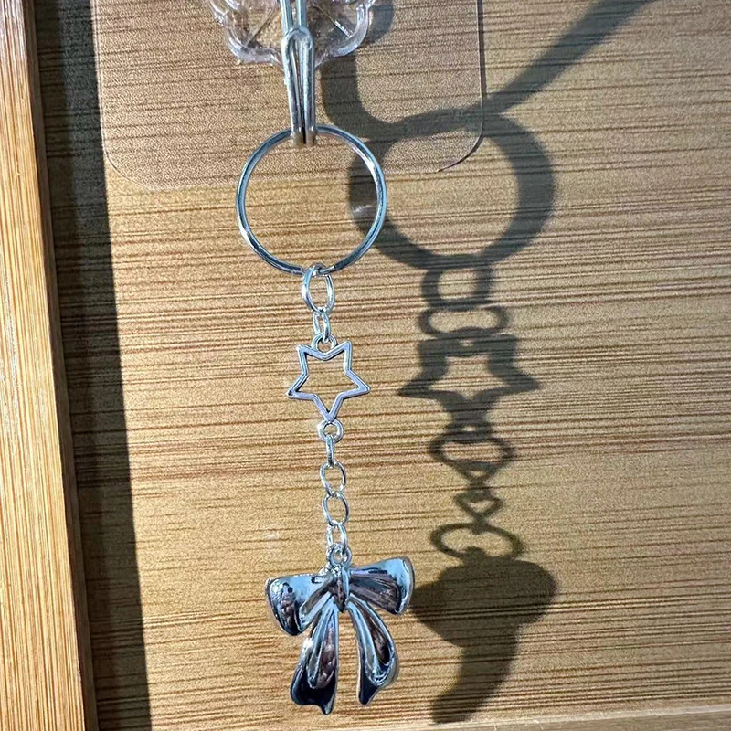 Металлический брелок Y2K серебристого цвета в Корейском стиле Харадзюку с бантом