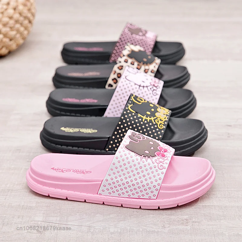 Sanrio Hello Kitty Shoes Soft Homewear Women Luxury Slippers Summer Flat Shoe Thick Bottom Female Fashion Sandals Cute Slippers