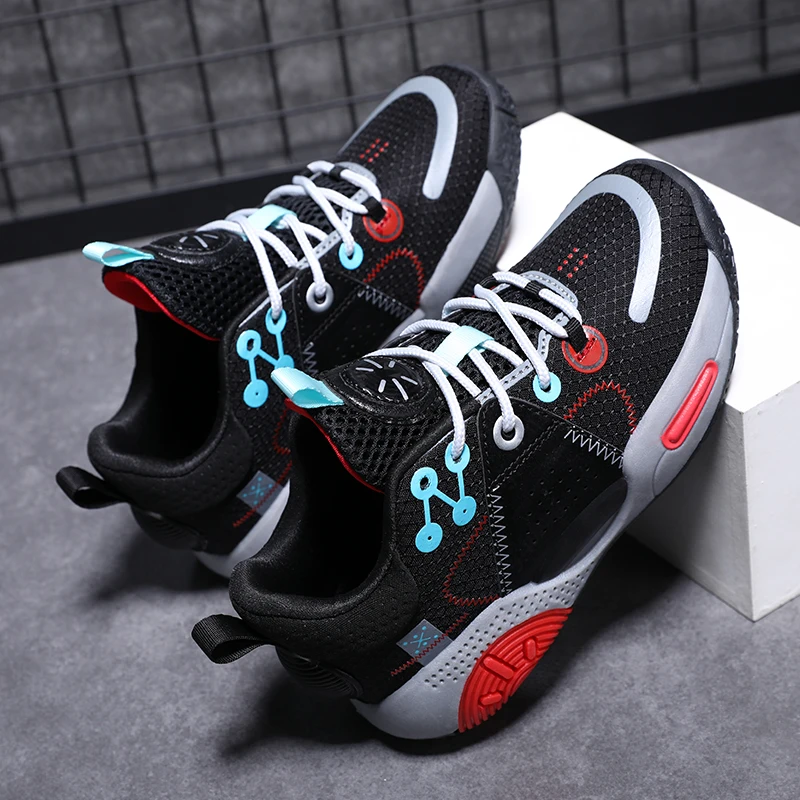 Four Season Basketball Shoes for Children Lightweight Children Shock Absorption Running Shoes Casual Sports Basketball Shoes