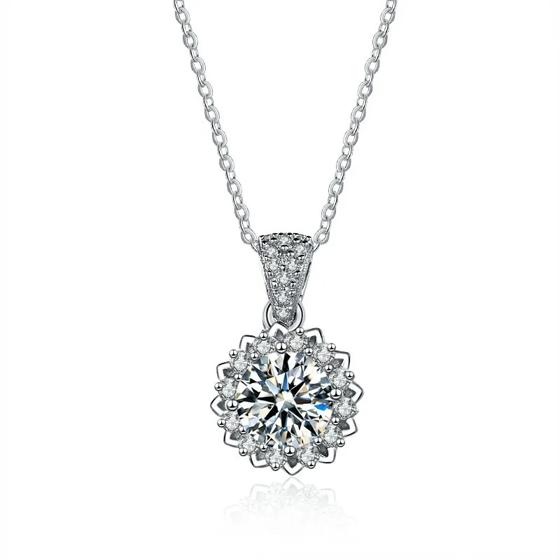 

1 Carat D Color Flower Shape Moissanite Diamond Pendant 925 Sterling Silver Adjustable Necklace Fine Jewelry Gifts