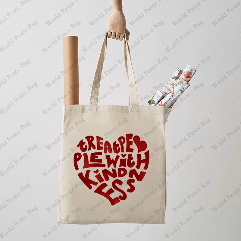 1 шт. большая Холщовая Сумка-тоут с рисунком доброго человека