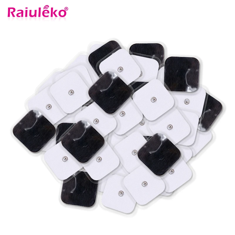 

10 Pcs 4cm*4cm Electrodes Pads Use For TENS/EMS/ Electrode Pads Pin Type Physical Therapy Massager / With Button 3.5mm