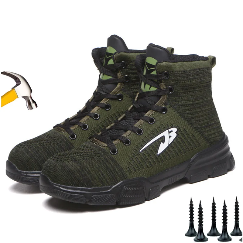 

High Top Mesh Safety Shoes Size 35-48 with Fur Ultra Light Breathable Men Women Steel Toe Work Shoes Anti-smashing Construction