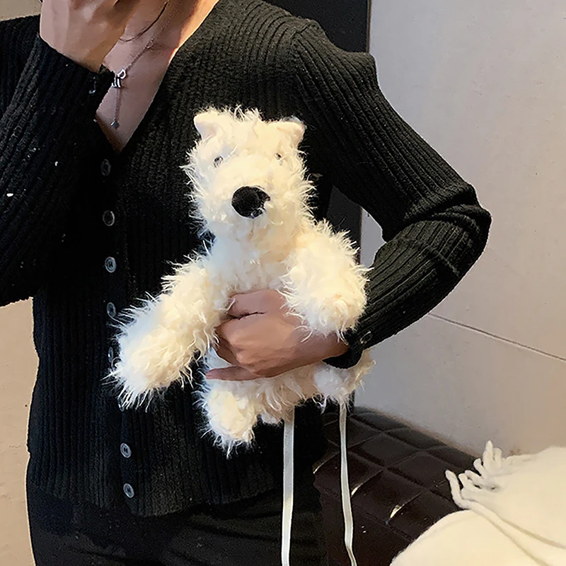 Кавайная плюшевая кукла Собака Такса West Highland Dog через плечо набивная сумка мини