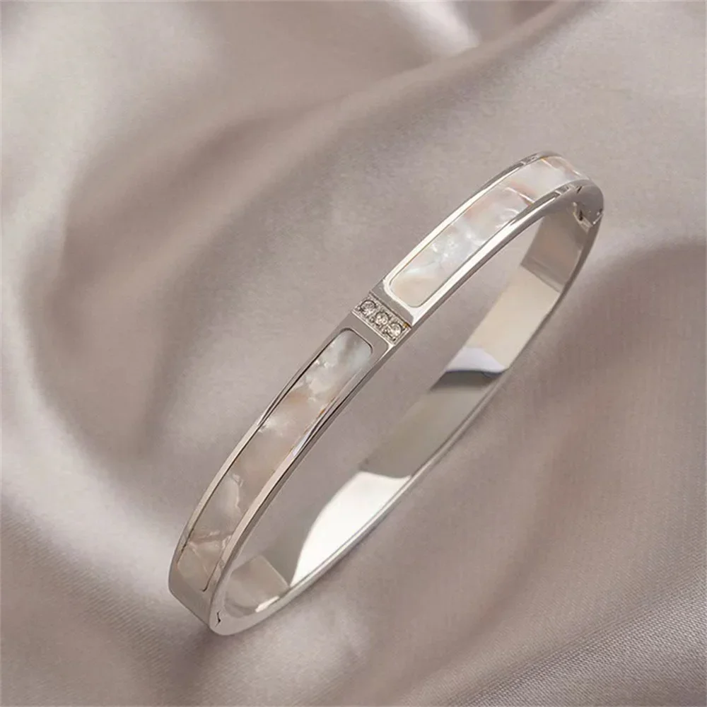 MOONBIFFY Женский браслет из нержавеющей стали с белой ракушкой