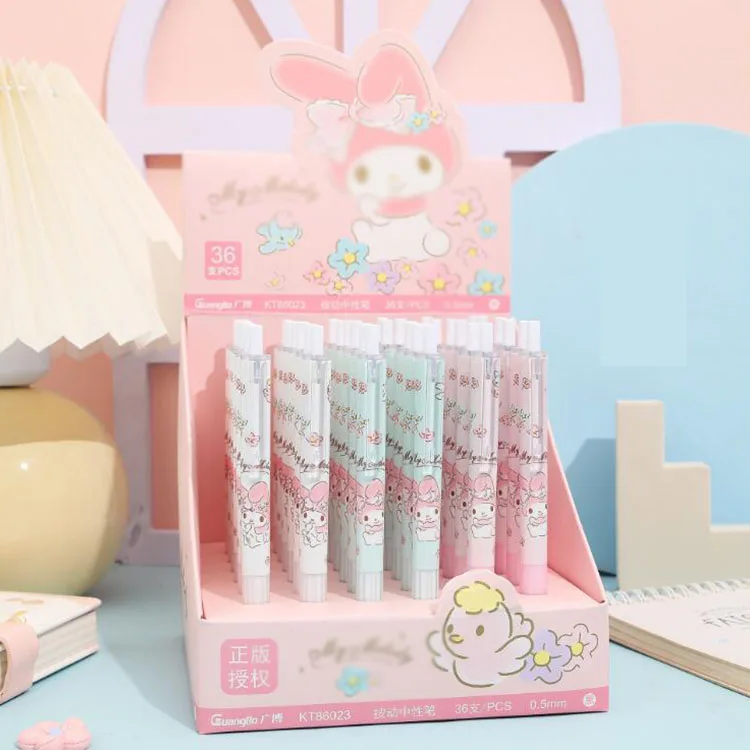 

36 pcs/lot Kawaii Pink Rabbit Press Gel Pen Cute 0.5mm Black Ink Neutral Pens Stationery Gift Office School Supply wholesale