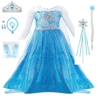 girls fancy queen costume bling synthetic crystal bodice princess party dress snow queen cosplay clothes for kids