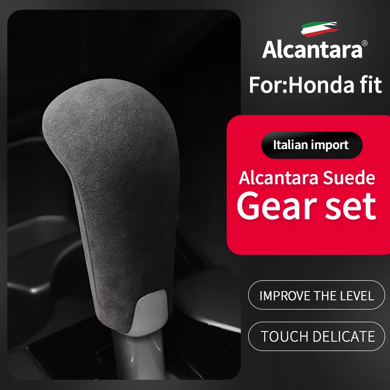

For 2014-2020 Honda Fit Alcantara Suede Gear Shift Cover Car Interior Head Shifter Knob Frame Trim Protection Case
