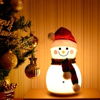 christmas snowman lamp with music cartoon silicone night light usb charging 7 colors bedside lamp kids bedroom decor led toys d