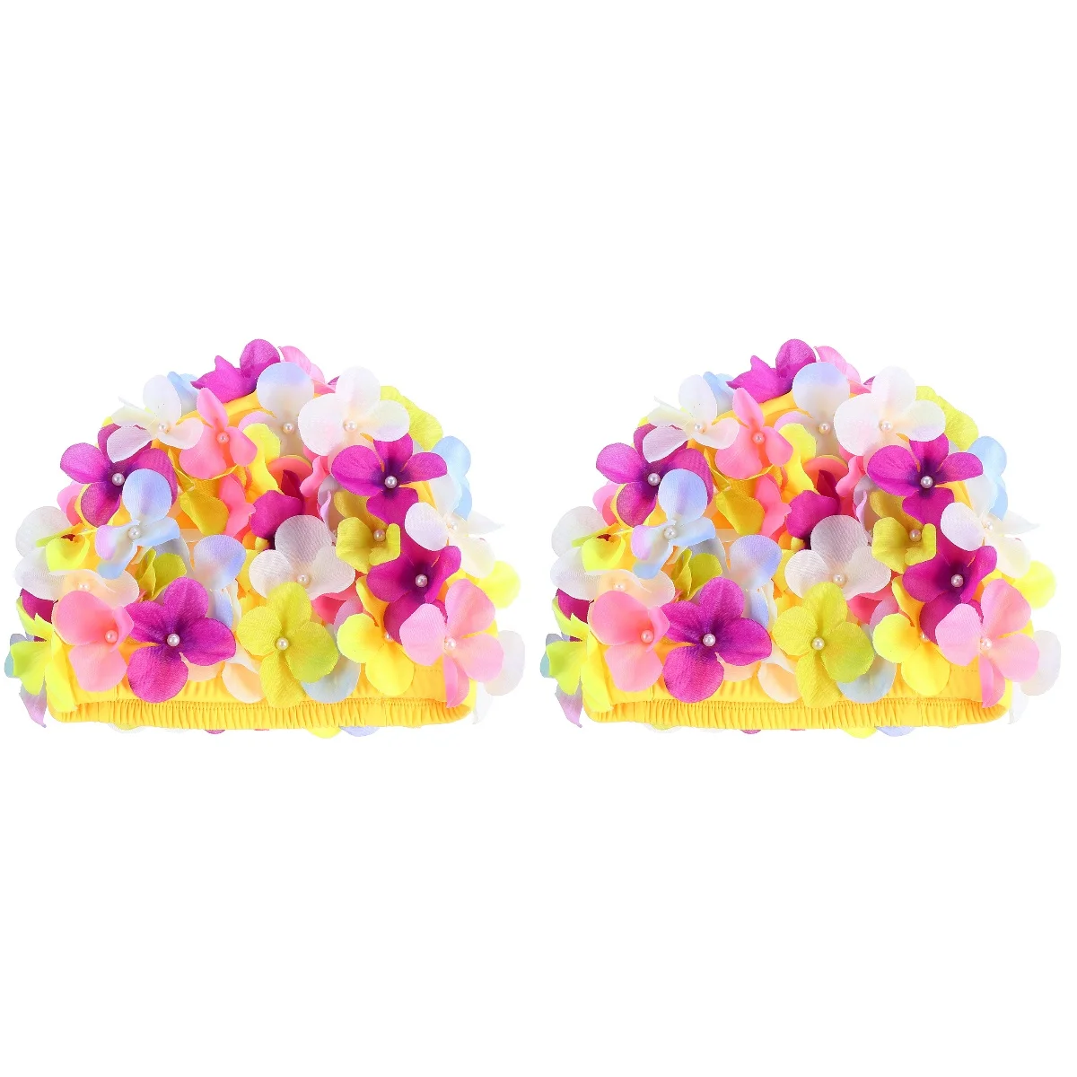 

2 pcs Flower Shape Swimming Breathable Swim Hat for Swimming Women Girls