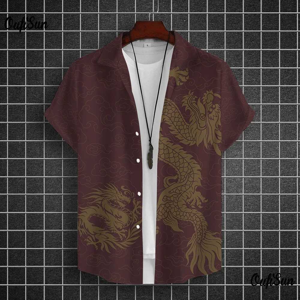 Мужская рубашка Year of the Dragon Totem из полиэстера