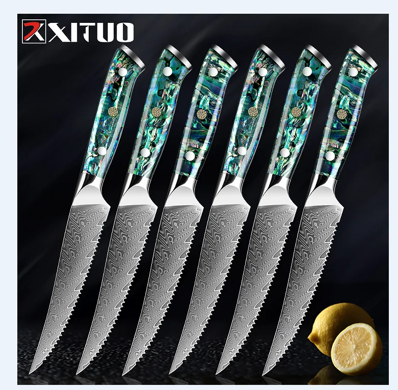 Нож для стейка XITUO из дамасской стали 1-6 шт. |
