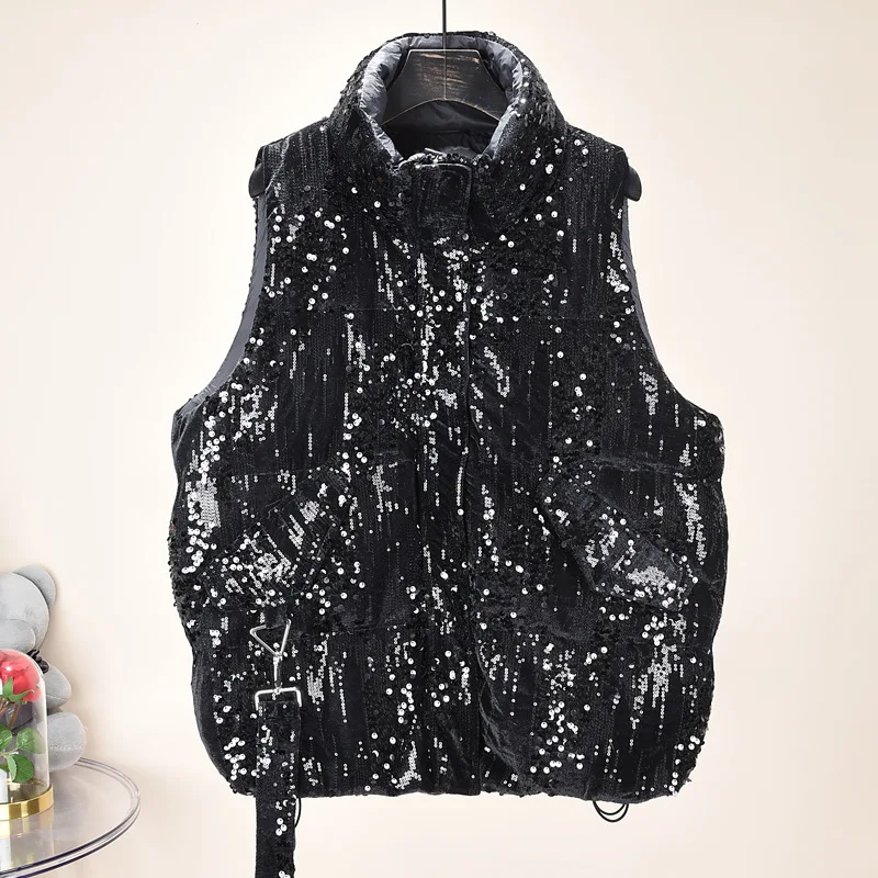 

Новинка 2023, осенне-зимняя пуховая куртка, жилет, Женская свободная теплая куртка на 90% белом утином пуху, высококачественное пальто, Черное и серое пальто