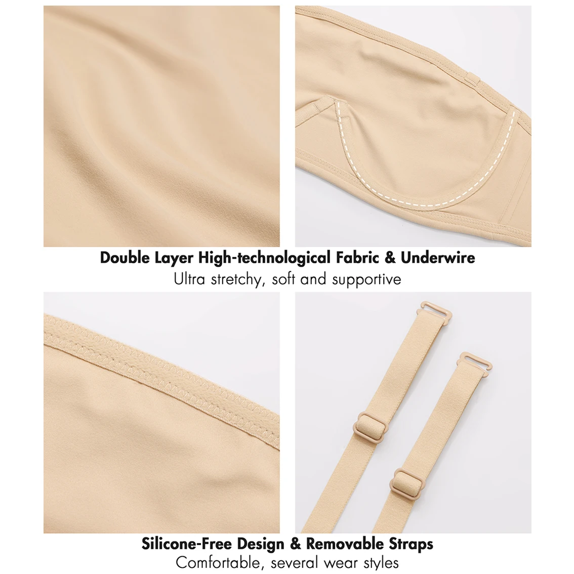 Cloudsfit Гладкий бюстгальтер-бандо без подкладки бесшовный комфортный бюстгальтер