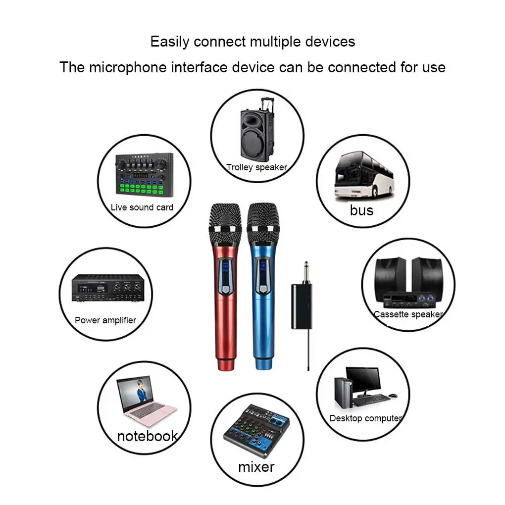 

Interview Speech Wireless Microphone 3 5mm Adapter Receiver Set Home KTV Singing Mic Kit Long Range Recording Device Gold