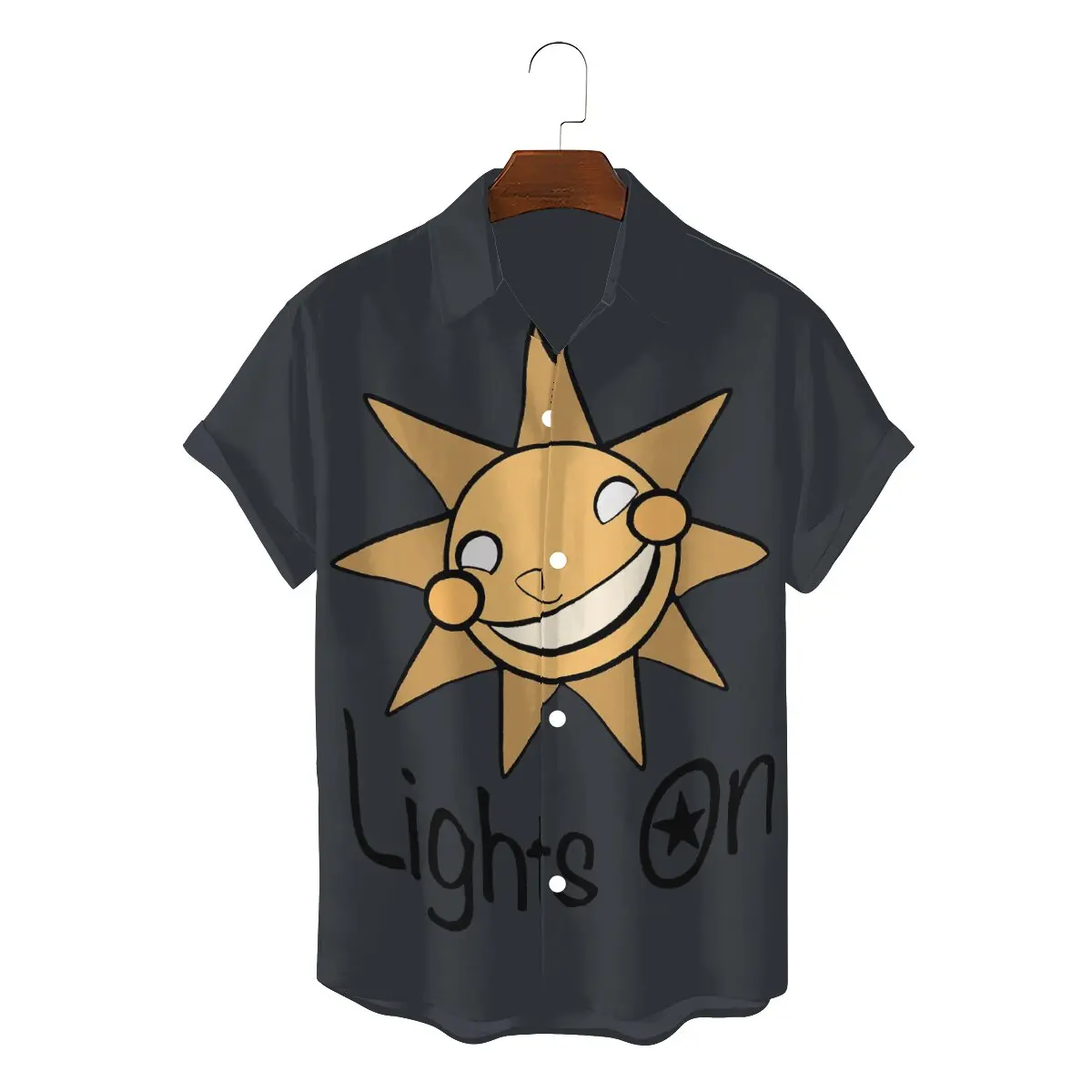 

Lights On 2022 Man's Vintage Hawaii Shirts FNAF Game Security Breach Square Collar Tops Single breasted 3D Shirt High Quality