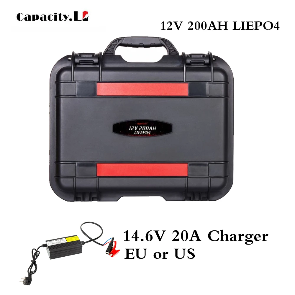 

12V lifefoe4 200AH rechargeable battery with USB cigarette lighter ship Battery Lithium Iron PhosphatRV camping portable battery