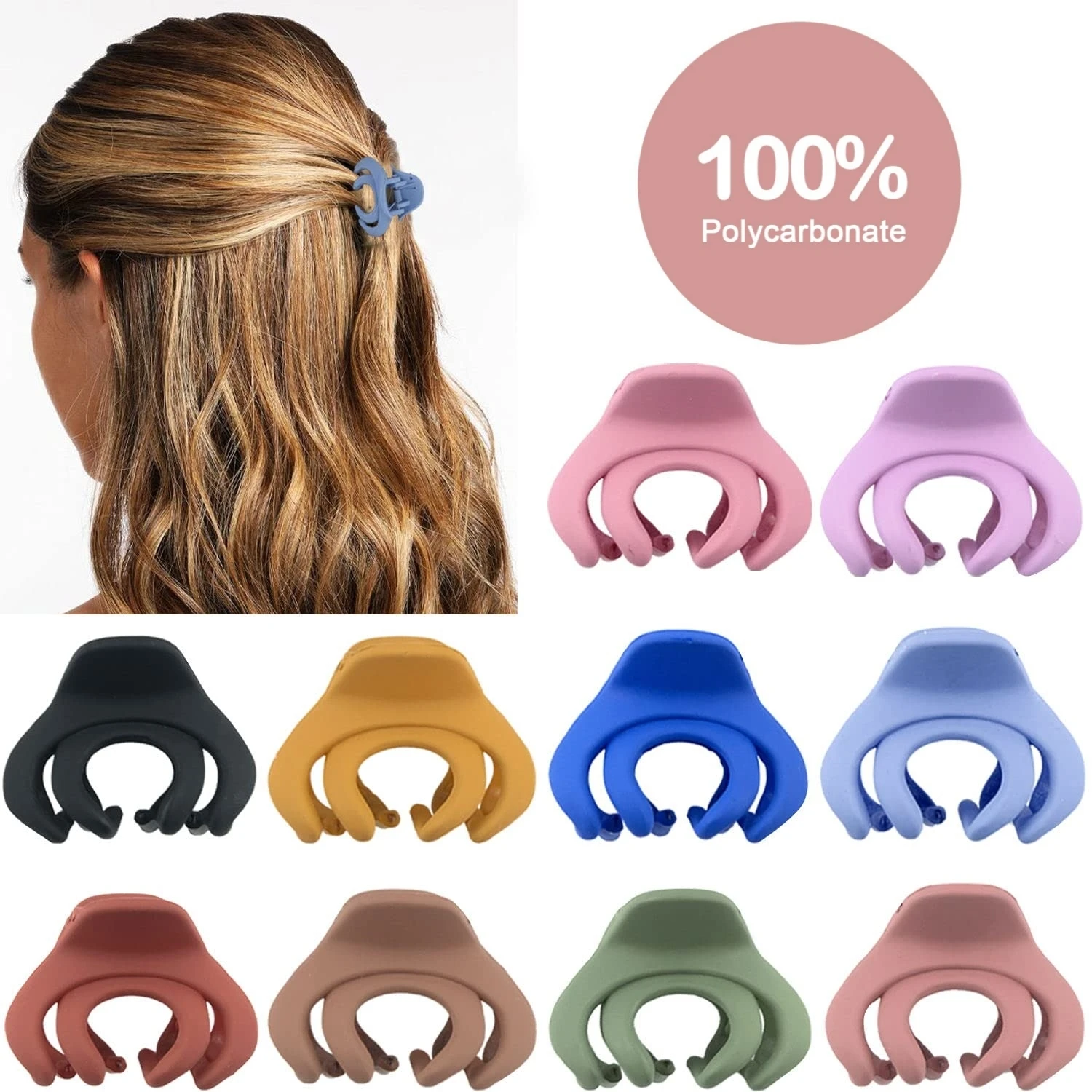 

Женские маленькие заколки-Крабики для волос для женщин и девочек, тонкие/средние толстые волосы, 1,5 дюйма, мини-заколки, матовый зажим-осьминог