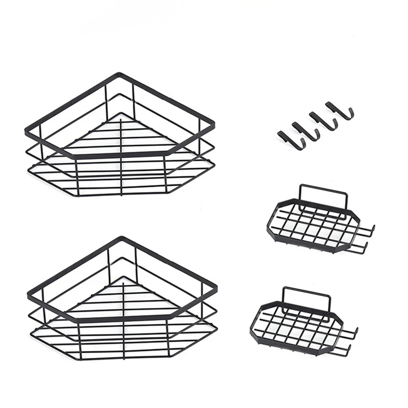 

Shower Caddy, No Drilling, Pack Of 4, Stainless Steel Shower Basket, Bathroom Shelf With Soap Holder