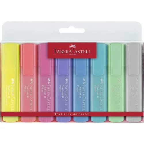 Faber-Castell Stationery School Office Green Body Pastel Highlighter Set Various Pastel Colors with Chisel Tip pieces