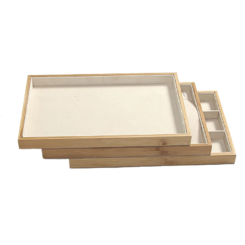 Шкатулка для ювелирных украшений из бамбукового дерева и бархата органайзер