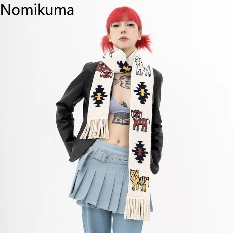 Kawaii аниме модный вязаный шарф с кисточками новый осенне-зимний теплый мультяшный