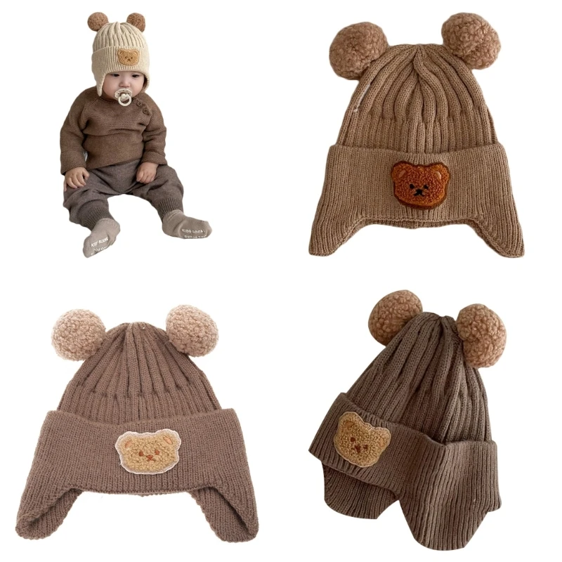 

Теплая детская шапочка-бини в виде мишки