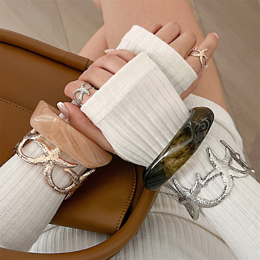 Женский Металлический Браслет-манжета в стиле панк золотистый Открытый браслет