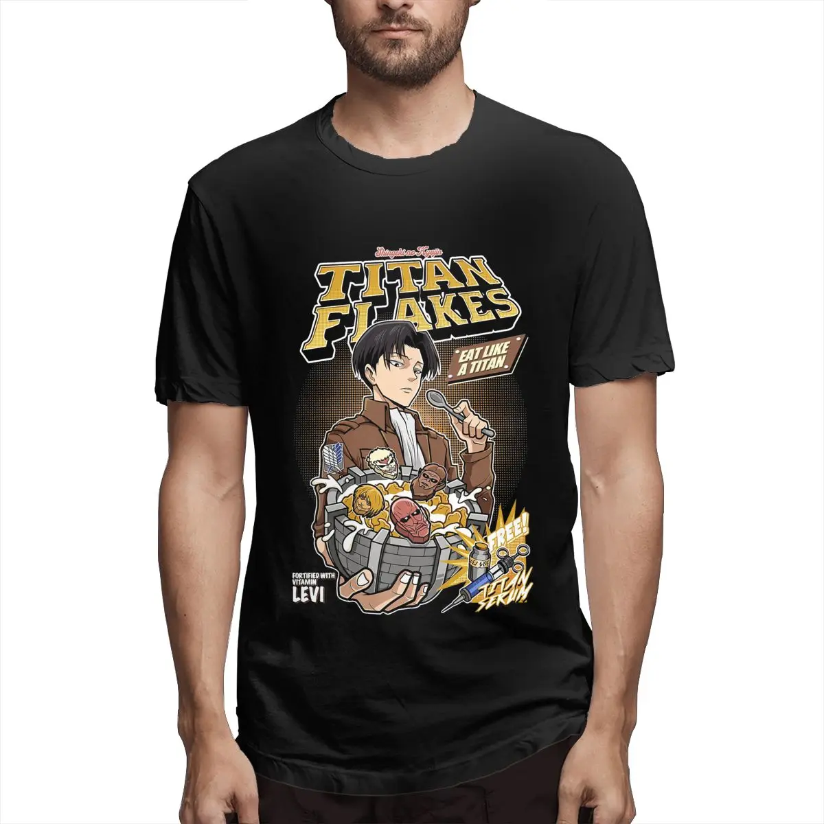 

Attack On Titan Titan Flakes Shingeki No Men's Crazy Tee Shirt Short Sleeve Round Collar T-Shirt Pure Cotton Party Clothes