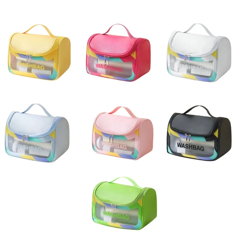 

2023 New Large Capacity Cosmetic Bags Portable PVC Wash Bag Makeup Bags Travel Toiletry Storage for Women Girls