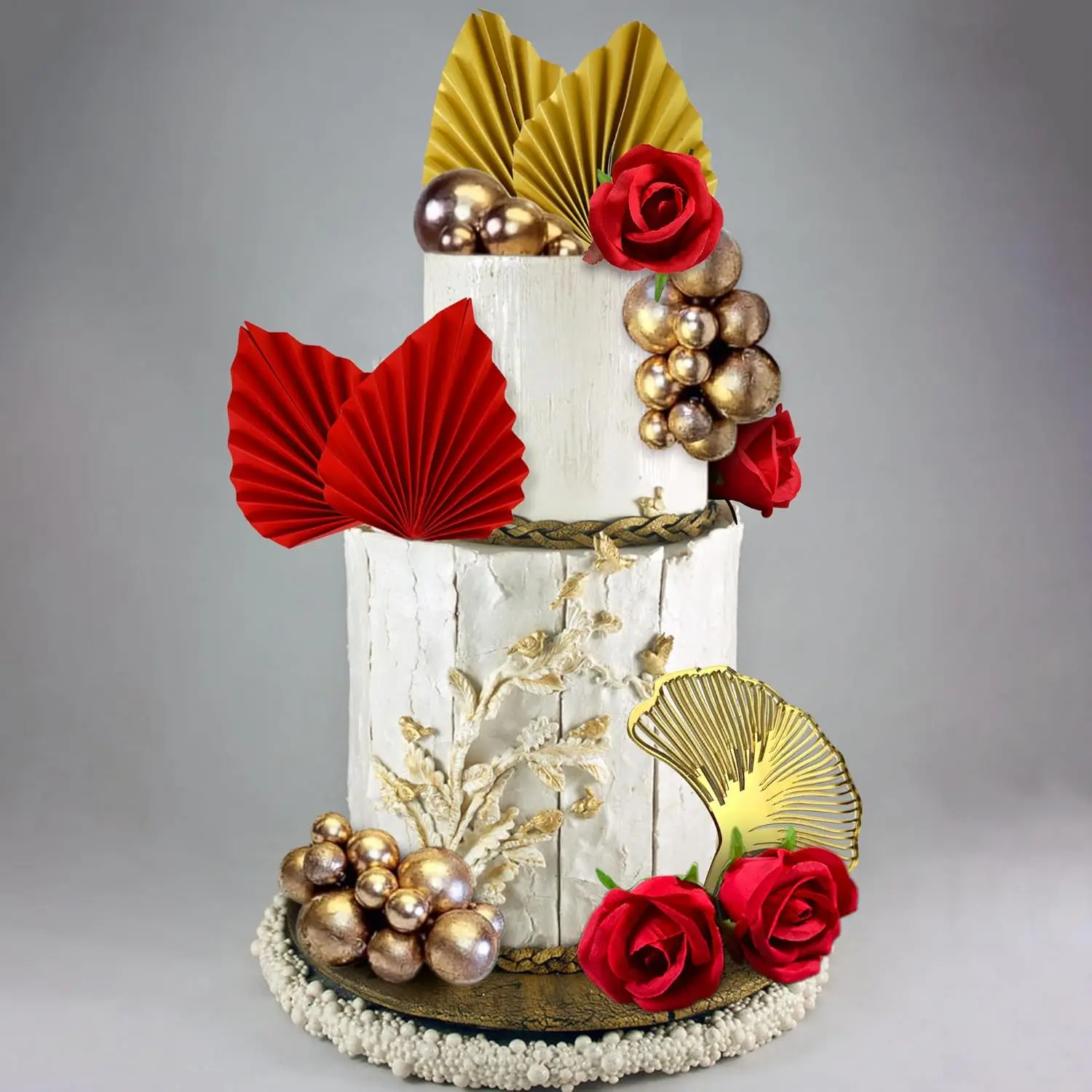 21 Шт. Украшения С Красной Розой Топперы Для Торта Гинкго Пальмовый Лист Свадьба