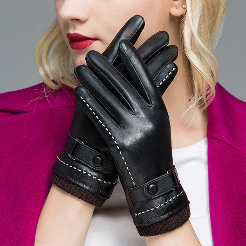 

Hot Guantes Tactil Glove Women Touched Screen Gloves Women Leather Gloves Autumn Winter Full Finger Unisex Luvas WarBLade 2022