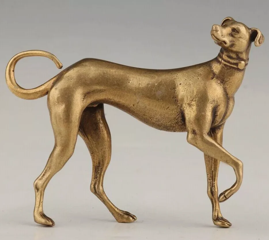 ВИНТАЖНАЯ ЛАТУННАЯ СТАТУЯ ЖИВОТНЫХ СЕРЫХ ТУФОТ СОБАКИ КОЛЛЕКТНЫЙ ПОДАРОК