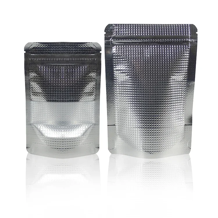 (20*30 см) стоячая большая сумка из алюминиевой фольги с прозрачным окном для