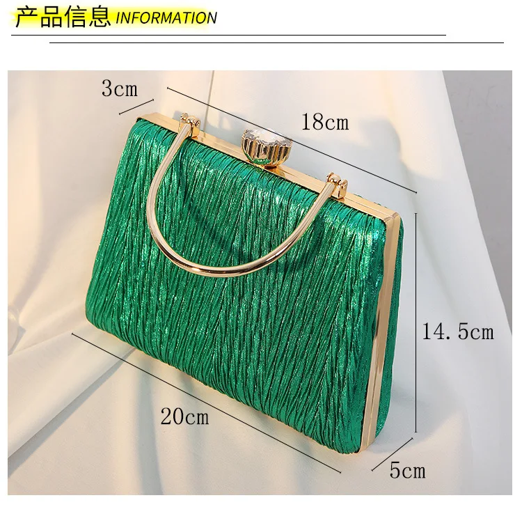 Handheld Dinner Bag, Pleated Banquet Bag, Dress Women's Small Square Bag, Stylish Clutch