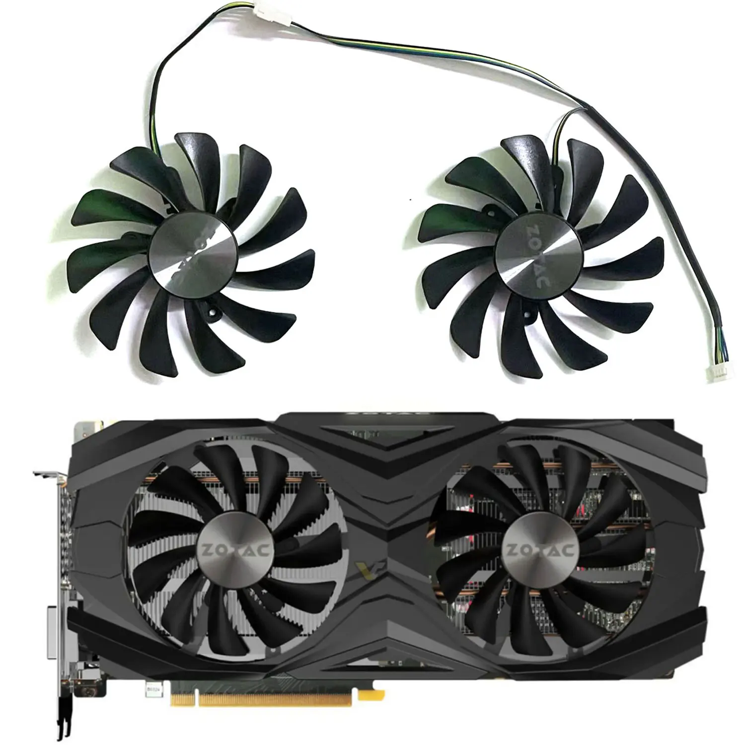 Фото Вентилятор для видеокарты ZOTAC GeForce GTX1070ti 1080ti 11GB AMP, 95 мм, 4-контактный, GAA8S2U, для GTX1080TI GPU №4
