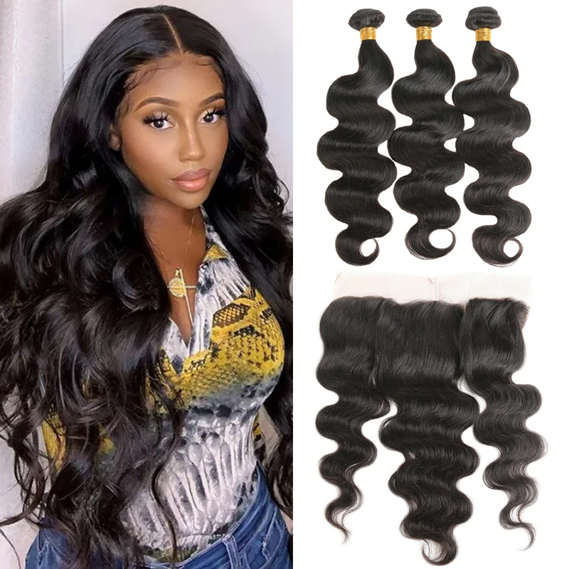 

Body Wave Hair Bundles With Closure Brazilian Hair 3 Bundles With Closure 100% Human Hair Weave Bundles With Frontal Remy