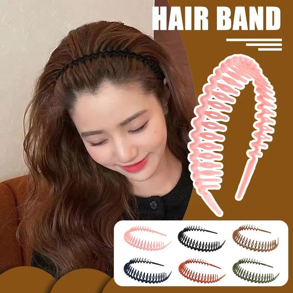 

Elegant Solid Color Wave Hairbands For Women Trendy Toothed Non-slip Hair Combs Girl Face Wash Sports Headbands Hair Access K3B7