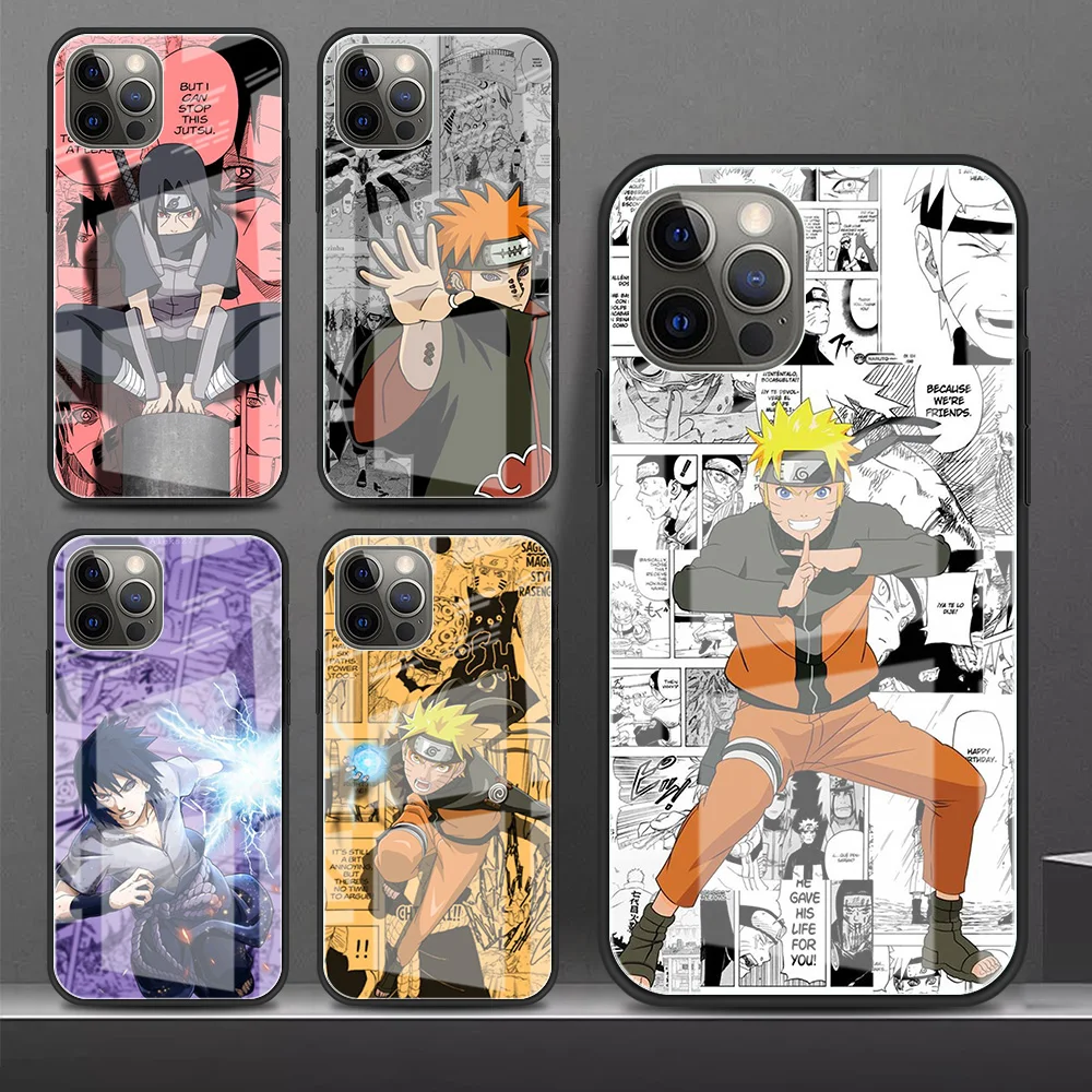 

Tempered Glass Case For Apple iPhone 11 12 Pro 7 XR X XS Max 8 6 6s Plus SE 2020 7Plus Phone Tampa Naruto Anime Uzumaki Cute