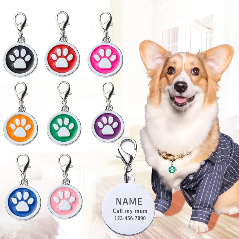 

Dogs Accessories Dog Customizable With Medal Personalized Kitten Necklace Chain Puppy Engraving For Tags Cat Name Address Collar
