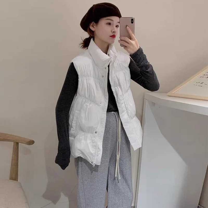 Женский пуховой жилет оверсайз теплая Толстая парка на белом утином пуху