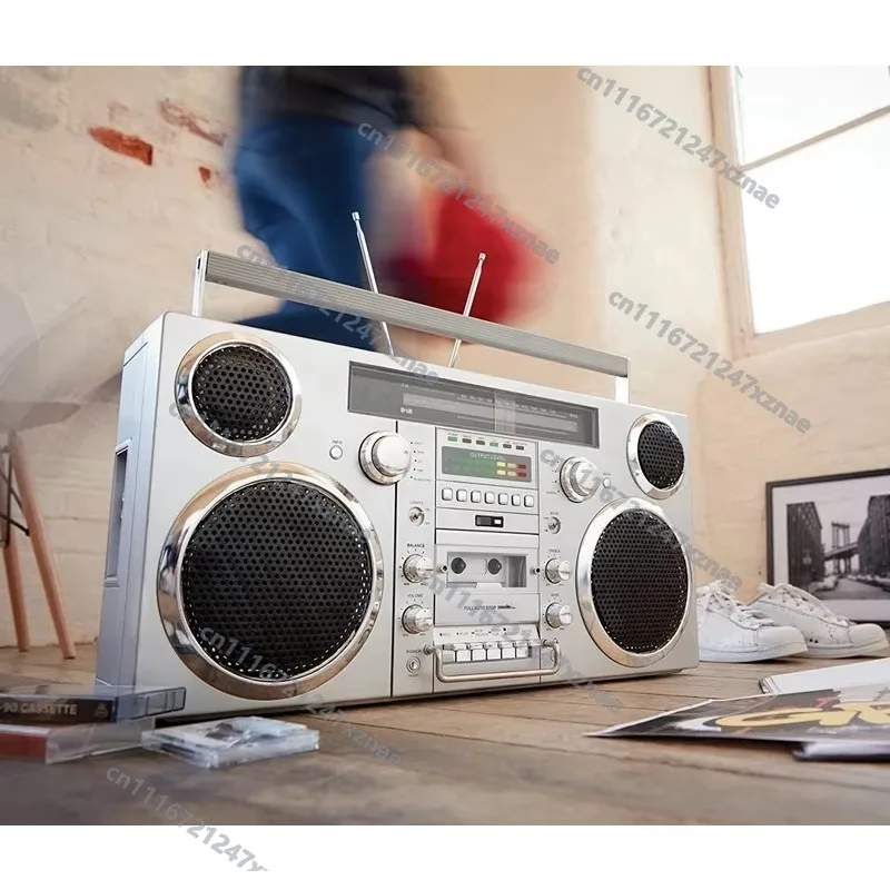Фото GPO Brooklyn Boombox 80W Bluetooth 5.0 Портативный стерео проигрыватель компакт-дисков, кассетный рекордер, DAB/FM-радио, USB-зарядка, ретро-стиль №3