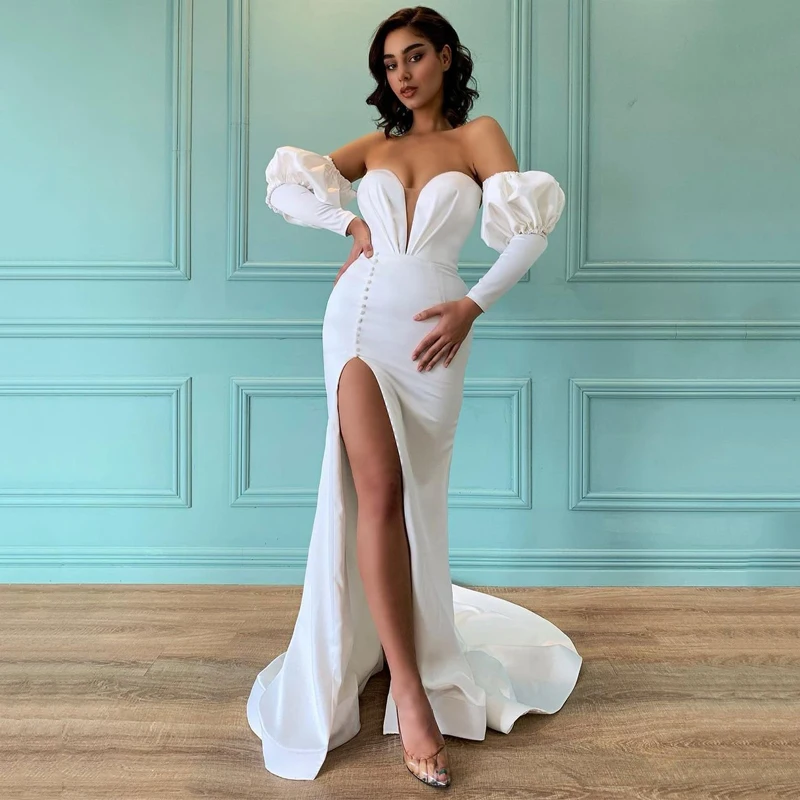 

VIKTORIA Sexy Charming Wedding Dresses 2022 Mermaid Sweetheart Bridal Gowns Side Slit Sweep Train Princess For Women Custom Made