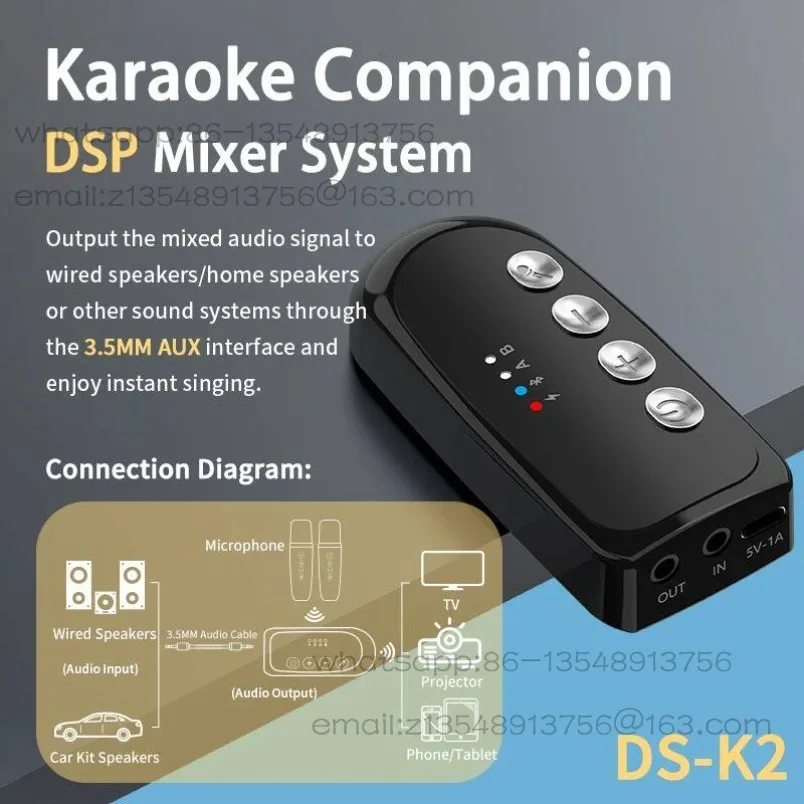 Фото Беспроводной динамический микрофон DS-K2 Karaoke Companion Bluetooth 5.3 №3