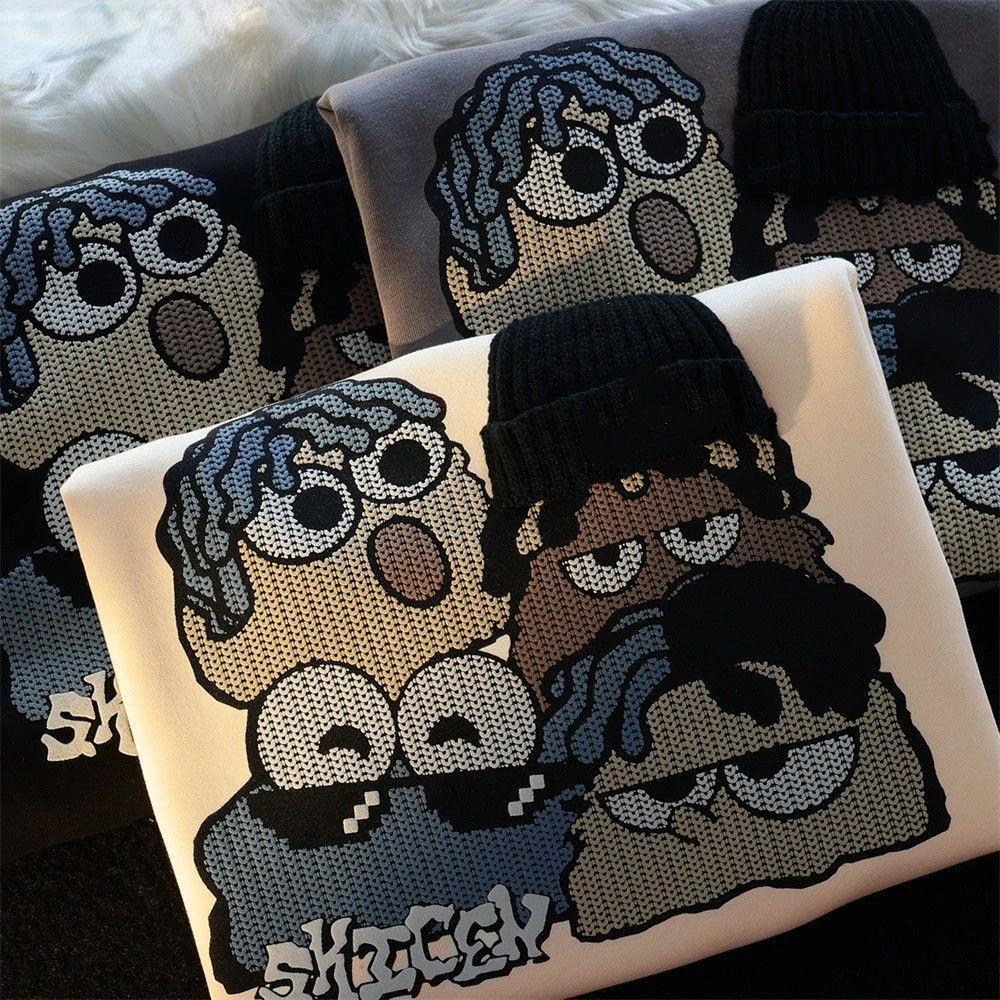 Новинка весенне-осенний свитер с круглым вырезом и мультяшным принтом брендовая