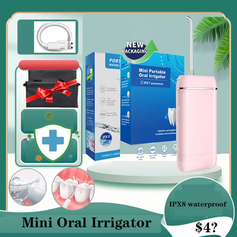 

1600 Times/Min Mini Oral Irrigator 140ml Water Flosser Dental Water Jet Teeth Bucal Tooth Cleaner Teeth Whitener Waterpulse USB