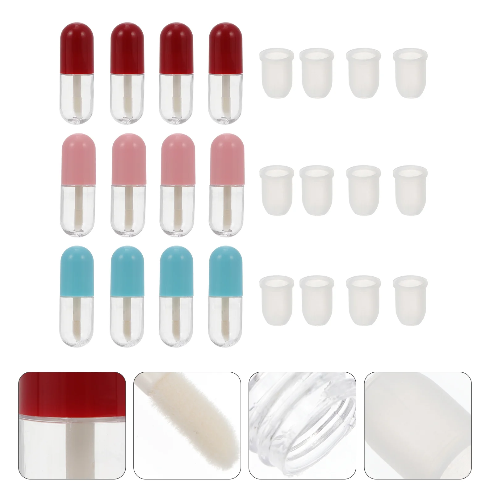

12 шт. прозрачный контейнер, тюбик для бальзама для губ, бутылка для губной помады, образцы тюбиков, капсулы