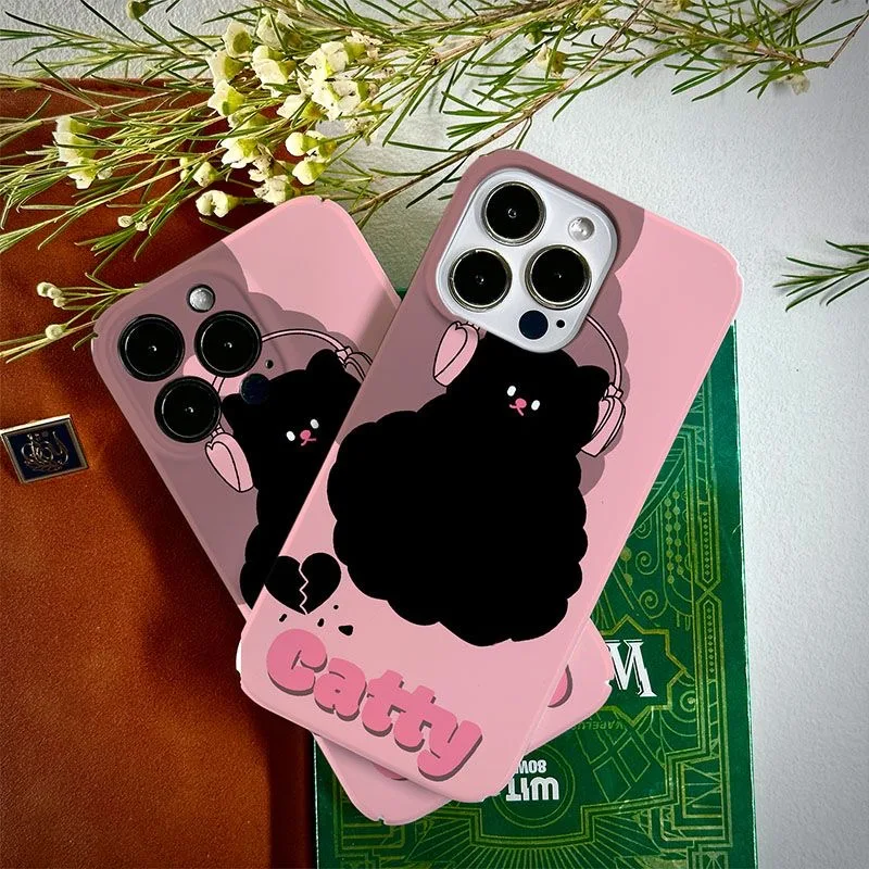 

Cute Cartoon Cat Fastion Graffiti Phone Case For iPhone 14 13 12 11 Pro Max X XR XS Shockproof Lovely Cover Ins Fundas