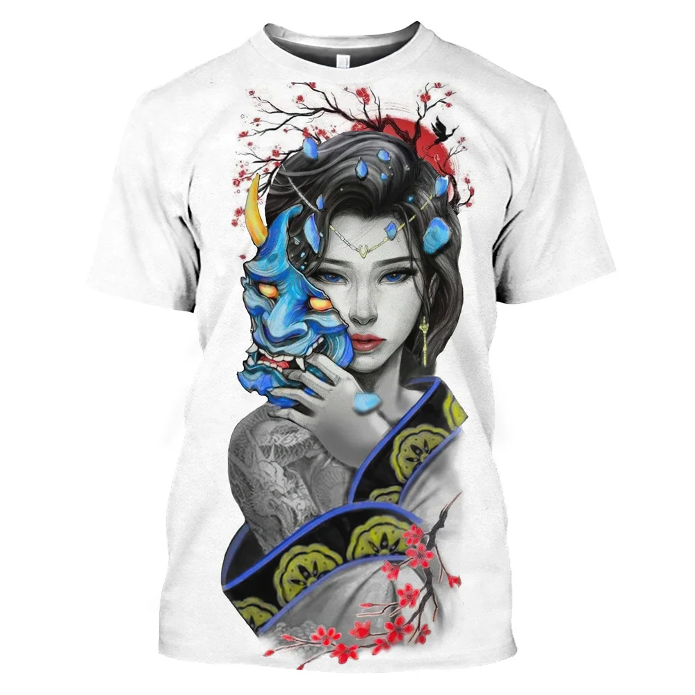 

Fashion T-Shirt Summer Short Men Tops 5xl Geisha Graphic Harajuku T-shirt Male Casual Tees O Neck Oversized Neutral T-shirt