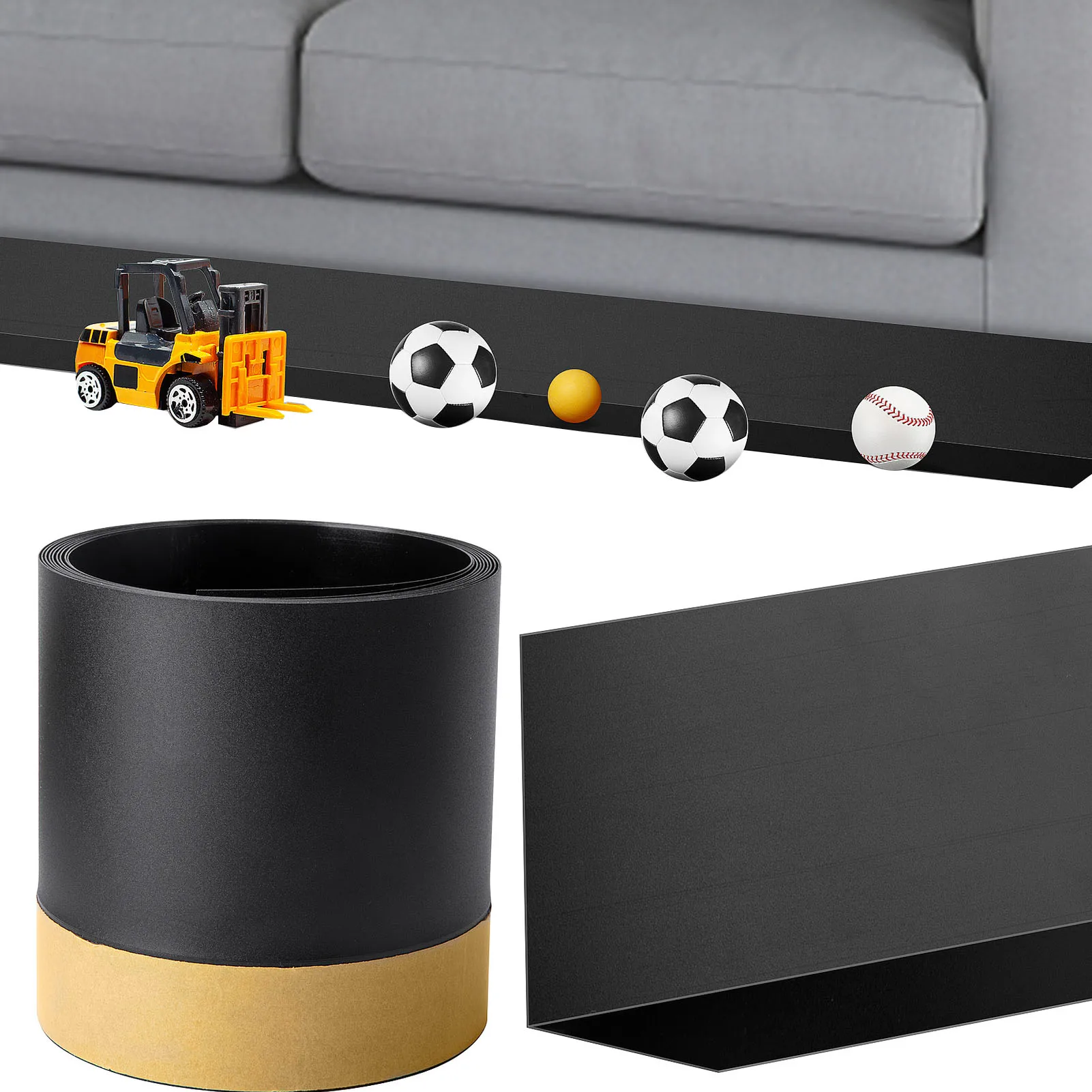 Toy Blockers for Furniture Prevent Things From Going Under Couch Sofa Bed and Other Furniture Adjustable Bumper